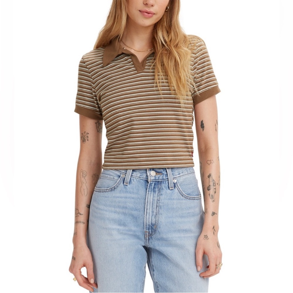 EUC LEVI’S Cropped Striped Polo